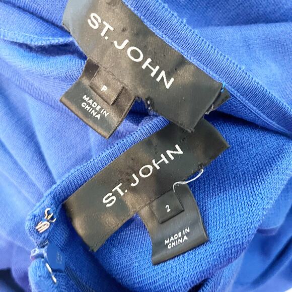 St. John Knee Length Sheath Dress and Matching Cardigan Sweater Blue Small / 2 - Picture 3 of 10